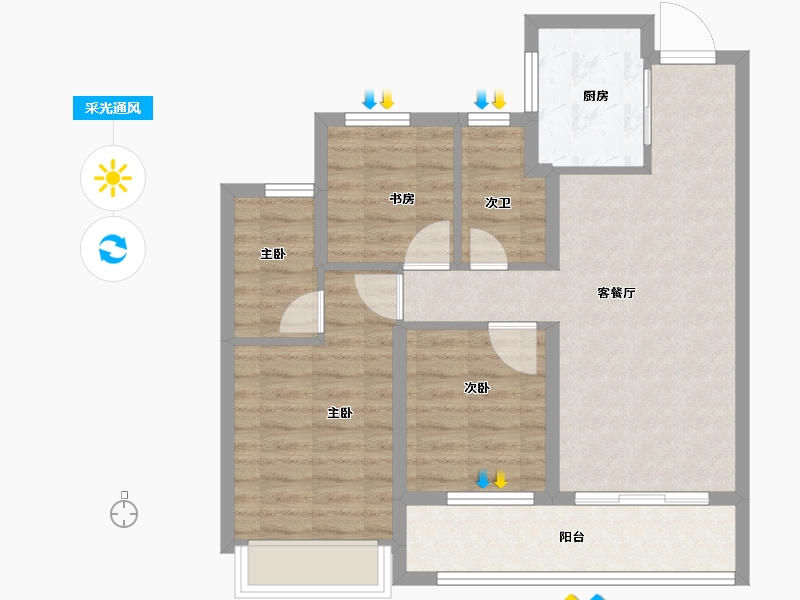 浙江省-杭州市-观奥宸府-74.04-户型库-采光通风