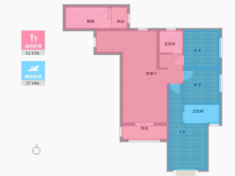 重庆-重庆市-蓝光公园悦湖-79.20-户型库-动静分区