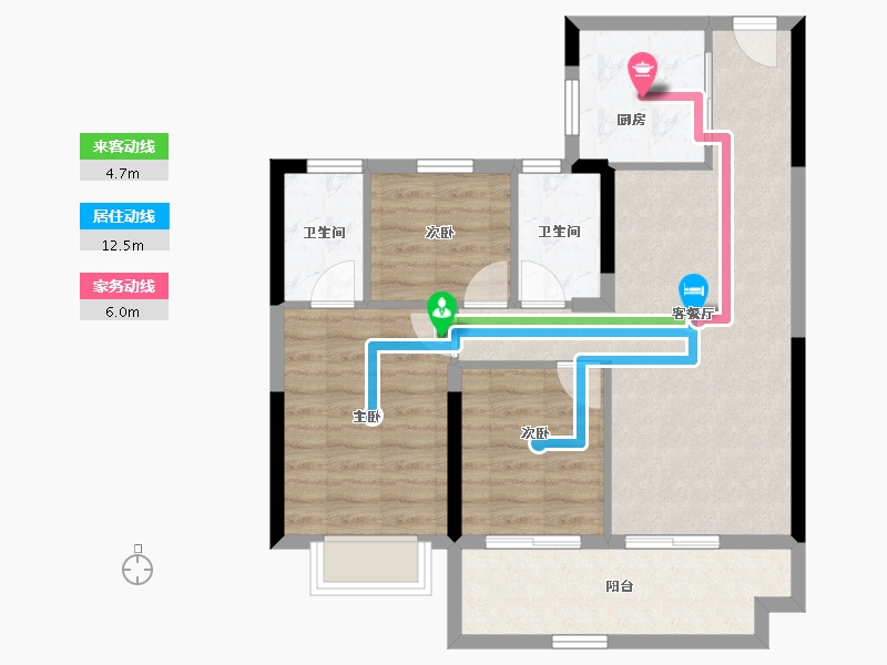 江苏省-镇江市-碧桂园凤凰城-75.45-户型库-动静线