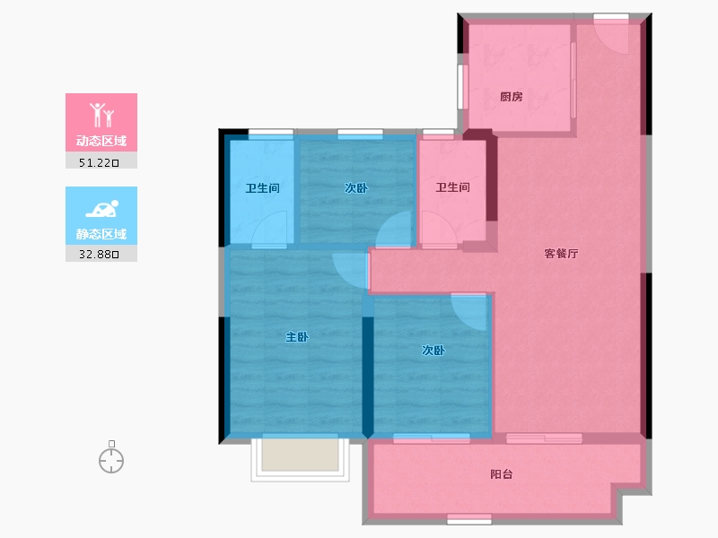 江苏省-镇江市-碧桂园凤凰城-75.45-户型库-动静分区