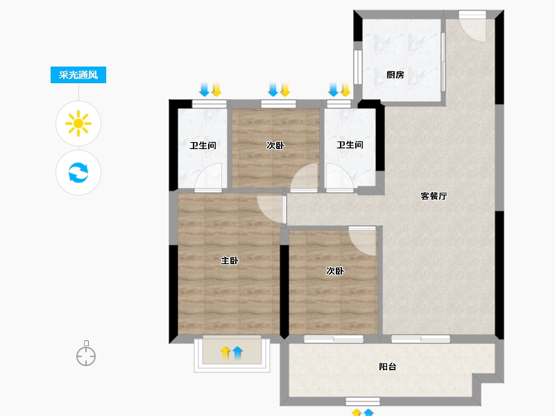 江苏省-镇江市-碧桂园凤凰城-75.45-户型库-采光通风