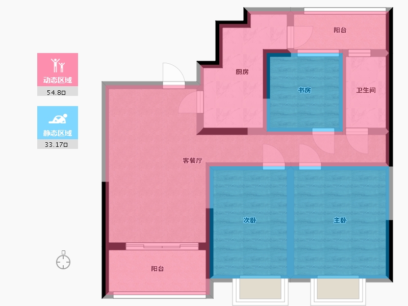 贵州省-贵阳市-观山开磷城-90.00-户型库-动静分区