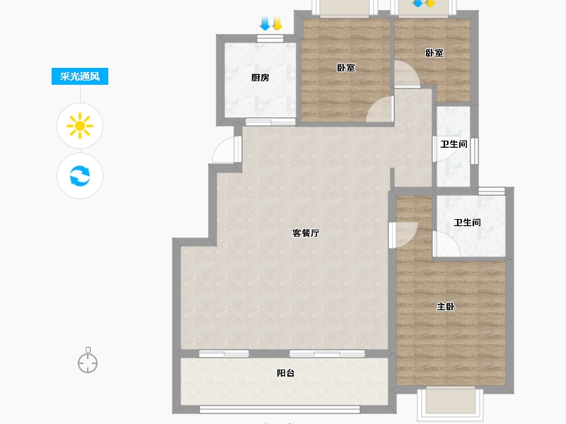 江苏省-南京市-华宇·林湖雅舍-93.60-户型库-采光通风