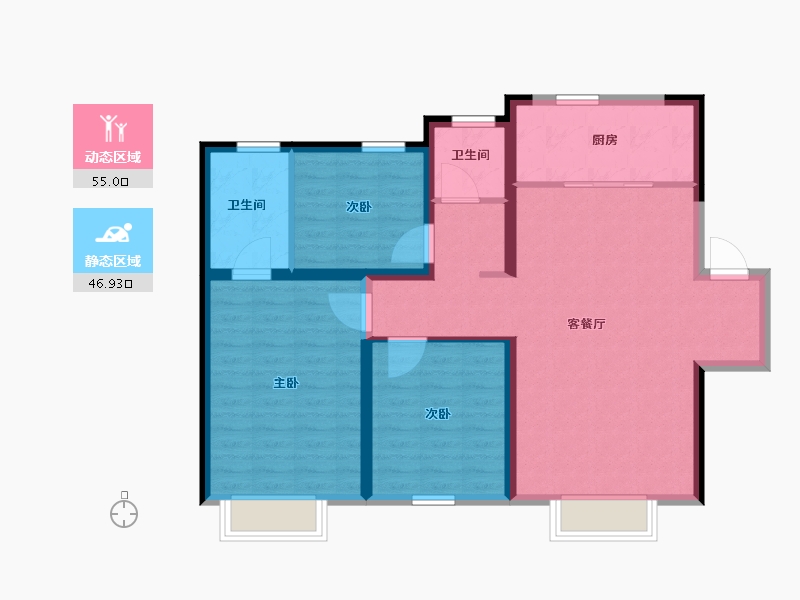 河北省-保定市-保利·堂悦-91.77-户型库-动静分区