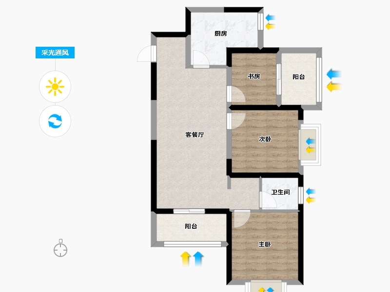 河南省-郑州市-万华城-70.46-户型库-采光通风