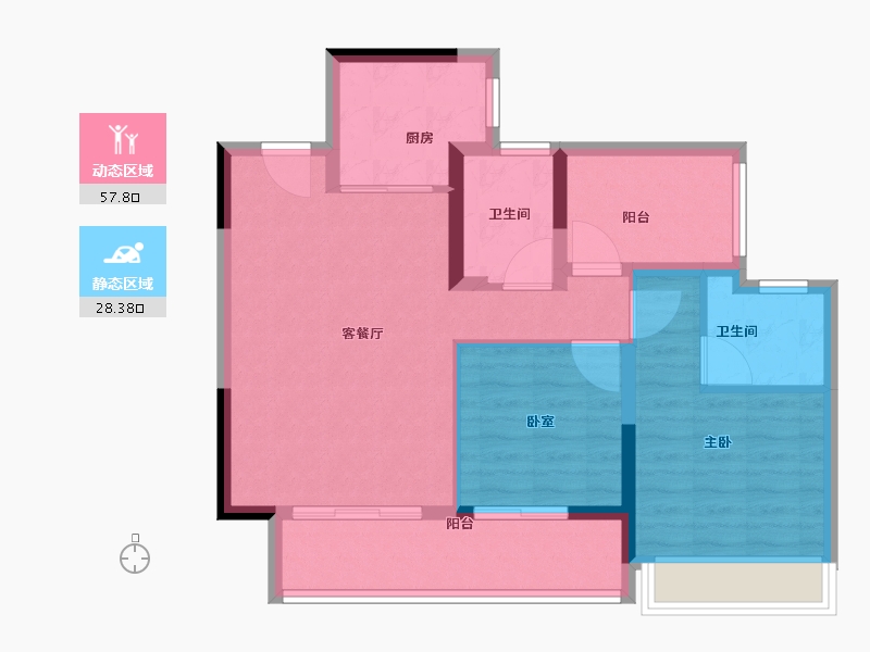 广东省-惠州市-碧桂园天熹-76.80-户型库-动静分区