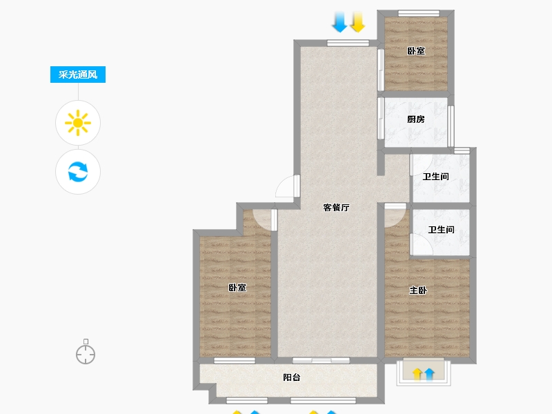 山东省-聊城市-冠宏·直隶村小区-99.20-户型库-采光通风