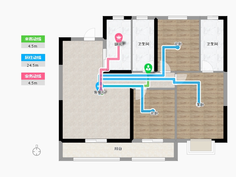 湖北省-武汉市-武汉城建·雲栖湖岸-95.71-户型库-动静线