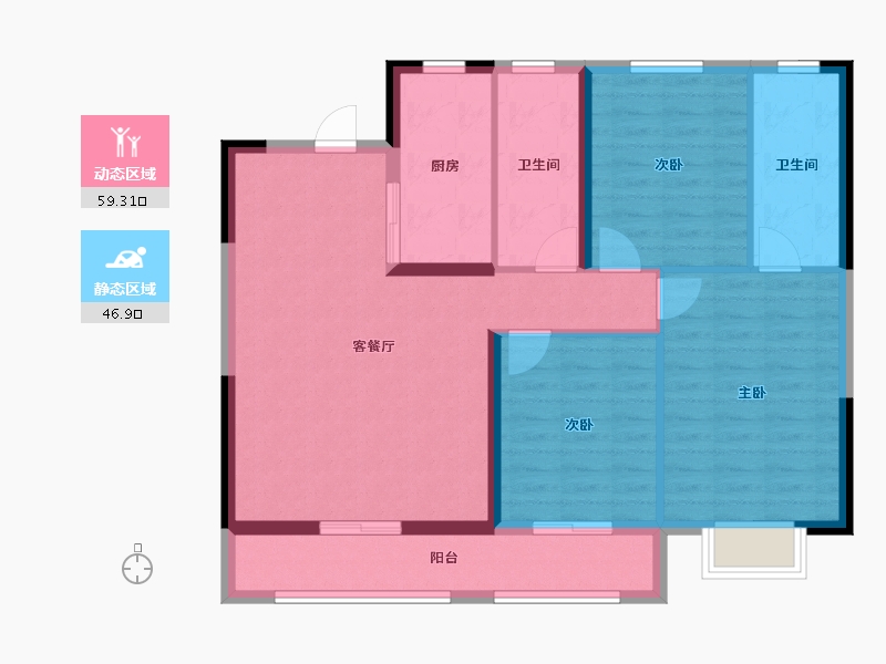 湖北省-武汉市-武汉城建·雲栖湖岸-95.71-户型库-动静分区