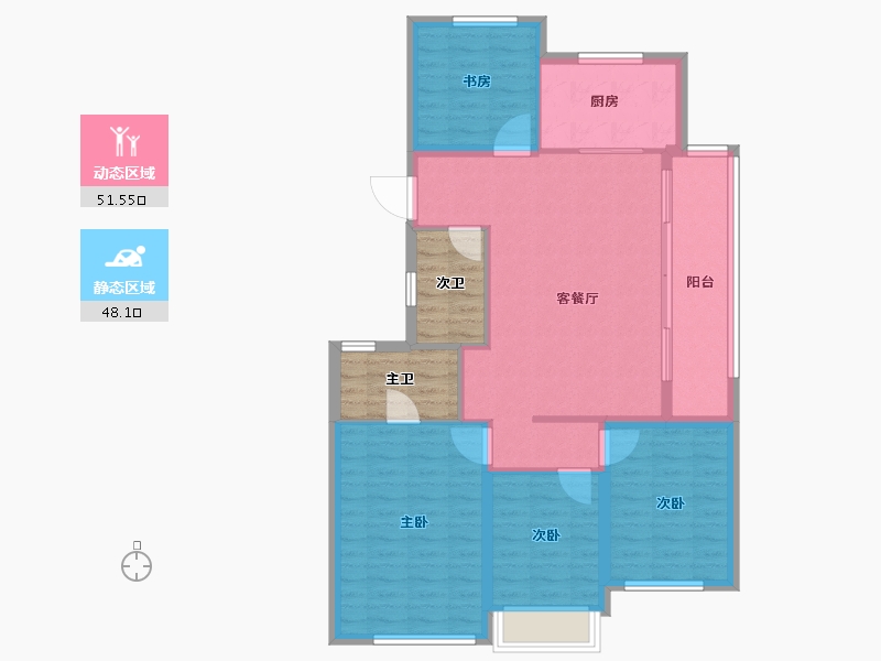 浙江省-杭州市-观奥宸府-99.56-户型库-动静分区