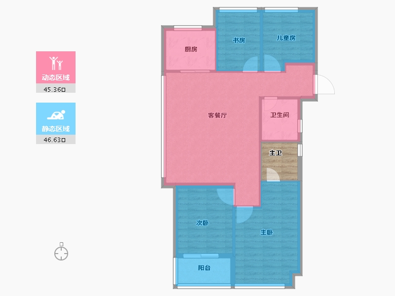 浙江省-杭州市-中天海威云咏汀洲-87.00-户型库-动静分区