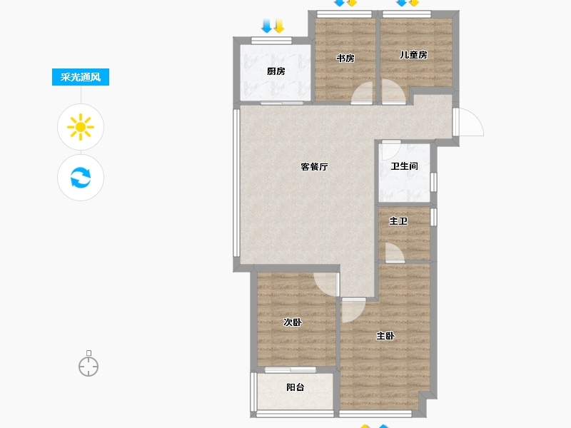 浙江省-杭州市-中天海威云咏汀洲-87.00-户型库-采光通风