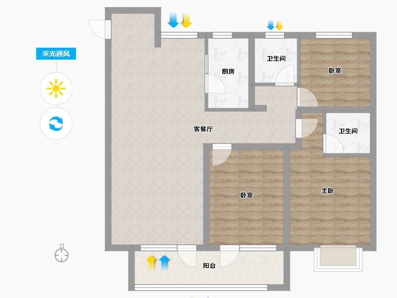 山东省-聊城市-澜庭嘉苑-93.60-户型库-采光通风