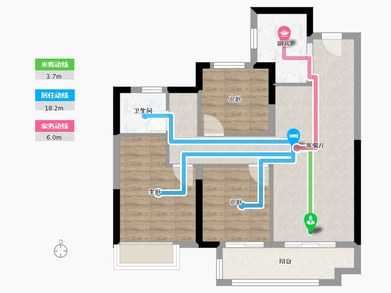 湖北省-武汉市-富力绿都中央公园-68.63-户型库-动静线