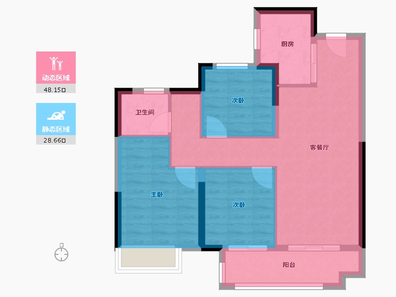 湖北省-武汉市-富力绿都中央公园-68.63-户型库-动静分区