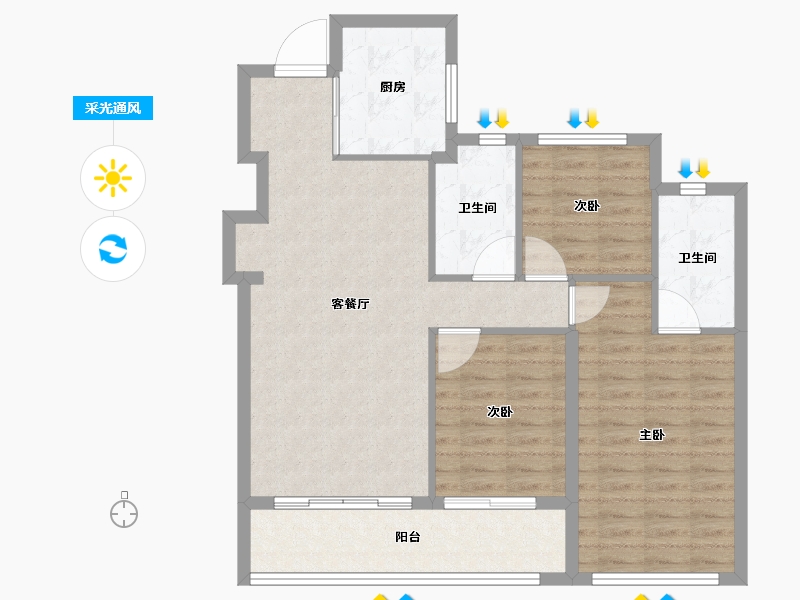 浙江省-杭州市-华发联发悦望荟-91.79-户型库-采光通风