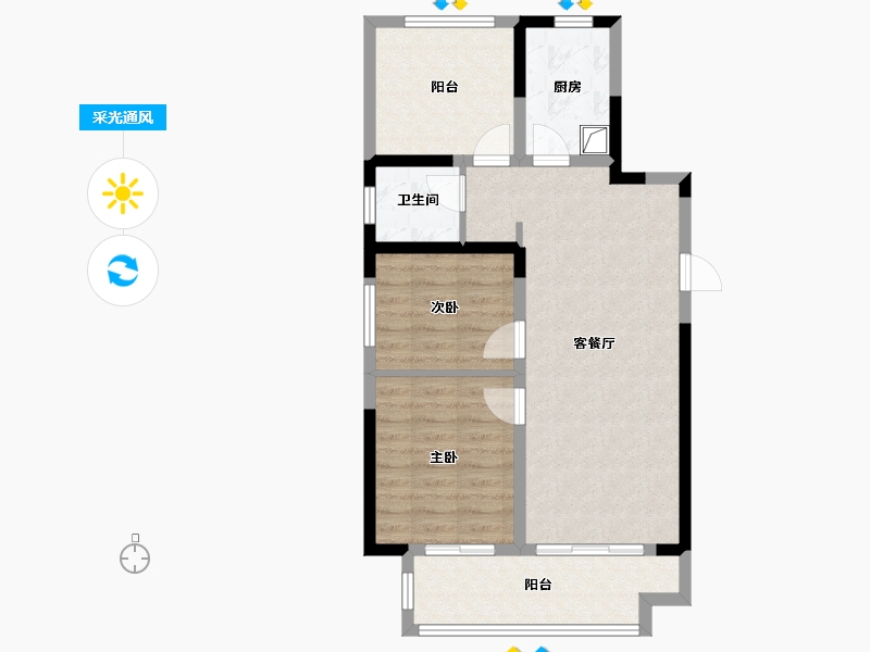 河南省-郑州市-高新·和锦莲序-71.21-户型库-采光通风