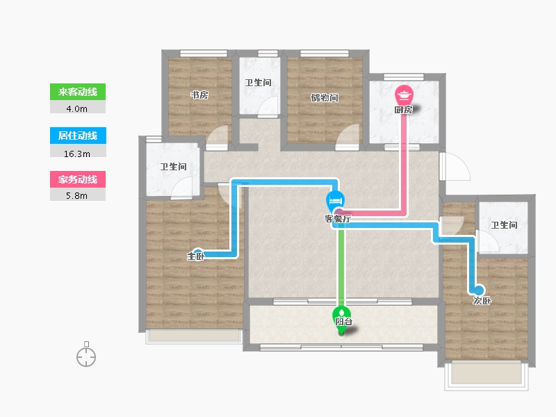 浙江省-杭州市-叠潮雅庭-111.41-户型库-动静线