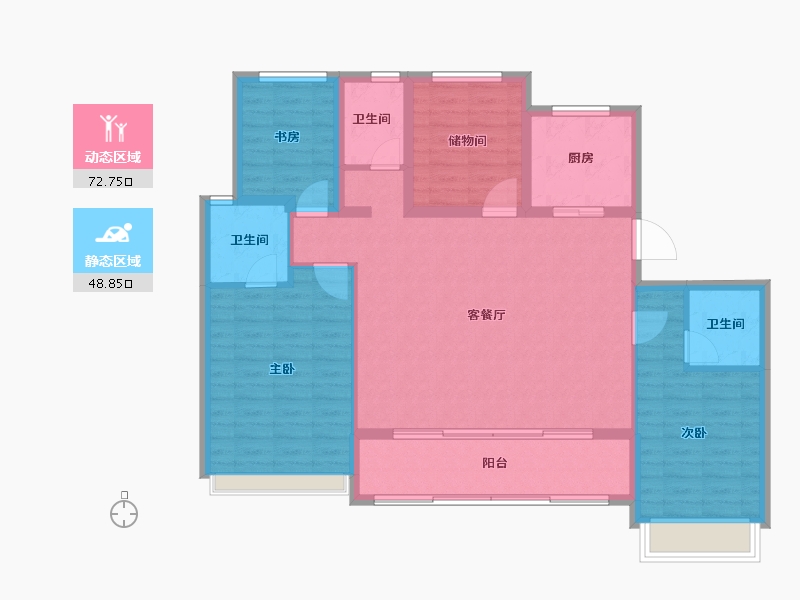 浙江省-杭州市-叠潮雅庭-111.41-户型库-动静分区