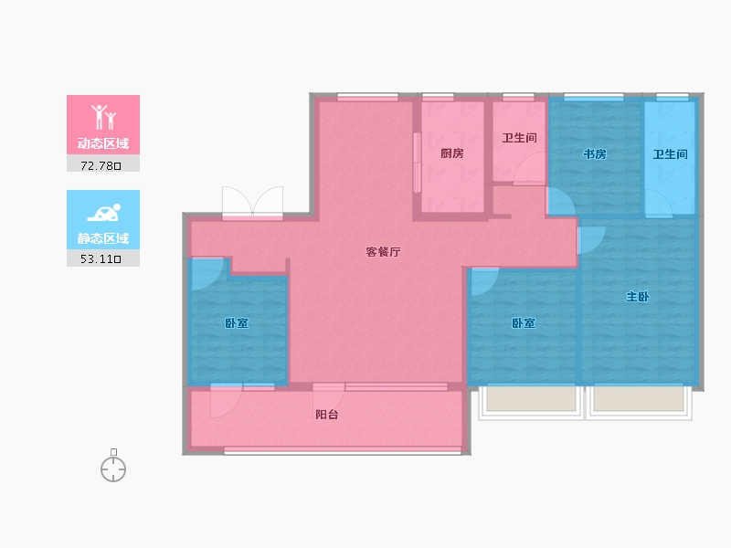 江苏省-南京市-保利阅云台-113.61-户型库-动静分区