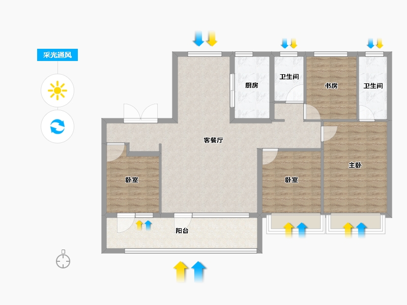 江苏省-南京市-保利阅云台-113.61-户型库-采光通风