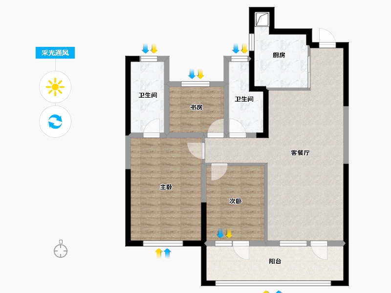 宁夏回族自治区-银川市-银川融创城-96.00-户型库-采光通风