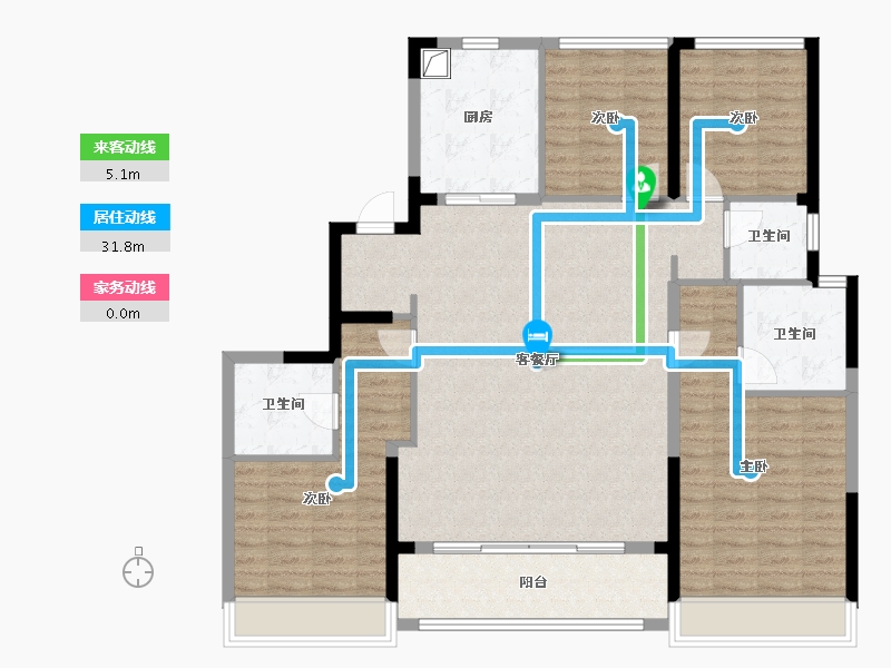 浙江省-温州市-华润置地温州瑞府-124.23-户型库-动静线