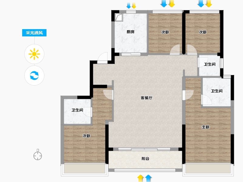 浙江省-温州市-华润置地温州瑞府-124.23-户型库-采光通风