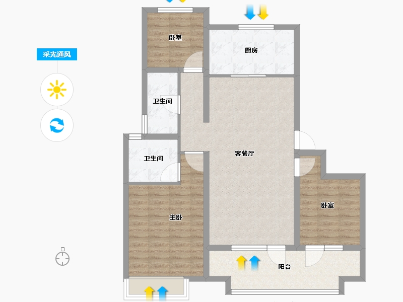 山东省-青岛市-海信九麓府-96.00-户型库-采光通风