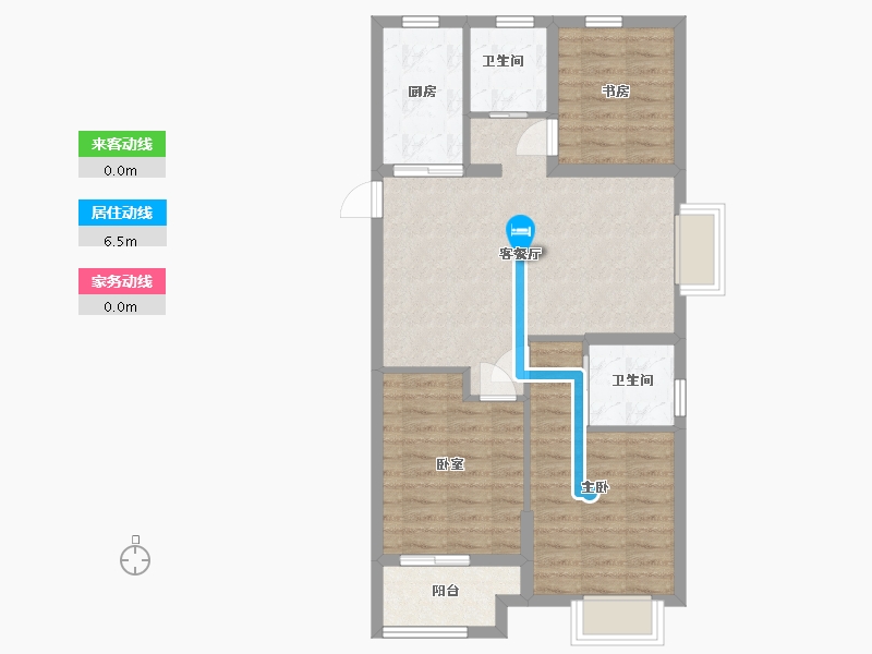 江苏省-扬州市-玲珑公馆-73.76-户型库-动静线