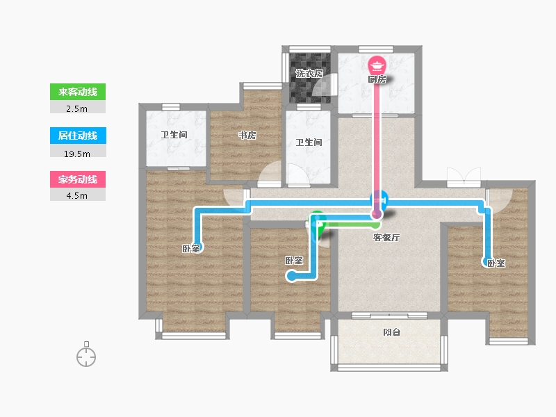 四川省-成都市-兴城人居海棠林语-95.25-户型库-动静线