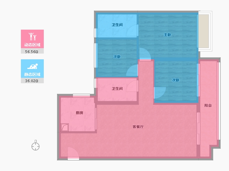 山东省-青岛市-碧桂园瑞源朗悦湾小区-95.20-户型库-动静分区