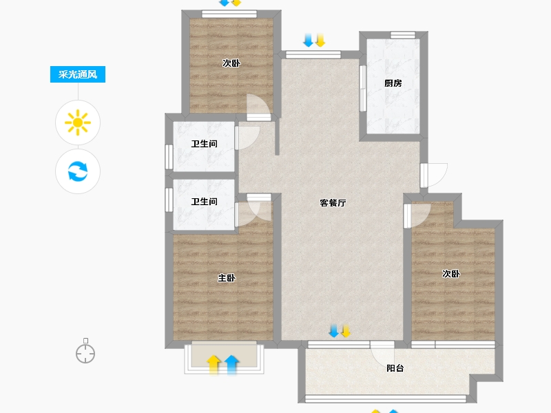 山东省-潍坊市-民生璞悦里-99.20-户型库-采光通风