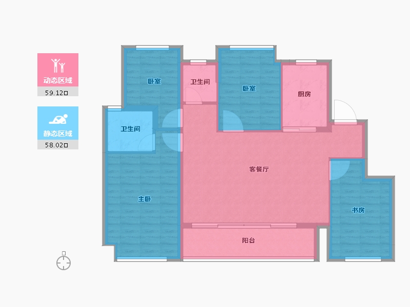 四川省-成都市-保利怡心和颂-106.47-户型库-动静分区