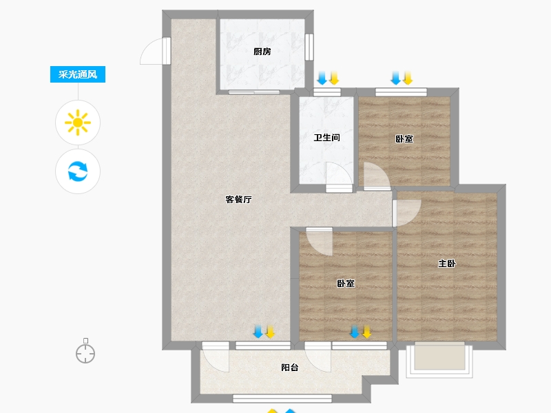 山东省-潍坊市-桃源金茂悦-80.00-户型库-采光通风