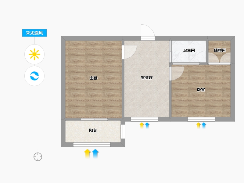 江苏省-南京市-钱家村18号-40.50-户型库-采光通风