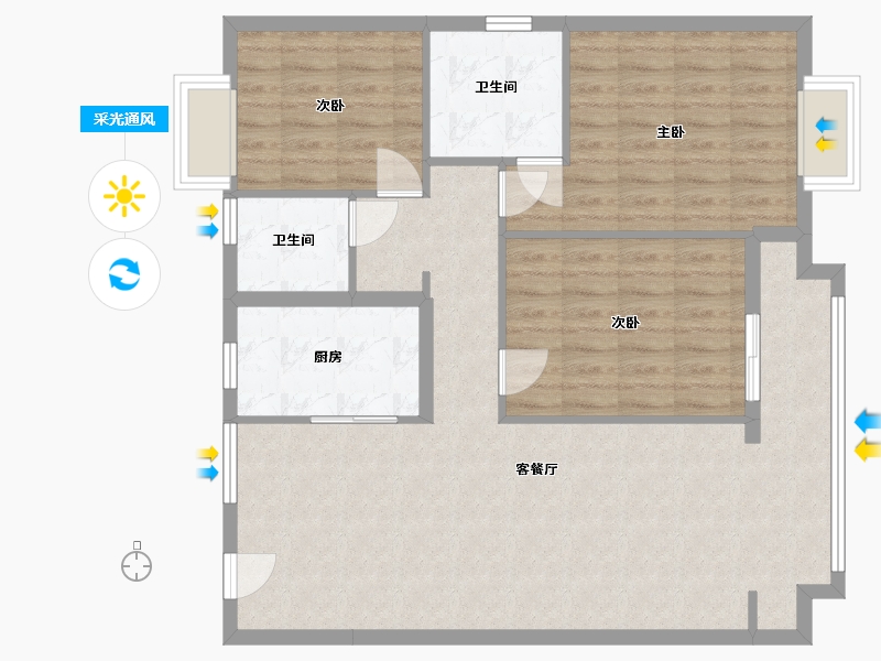 江西省-南昌市-绿地悦滨江-96.00-户型库-采光通风