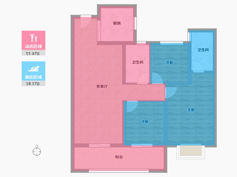 河南省-郑州市-正弘璟云筑-84.01-户型库-动静分区