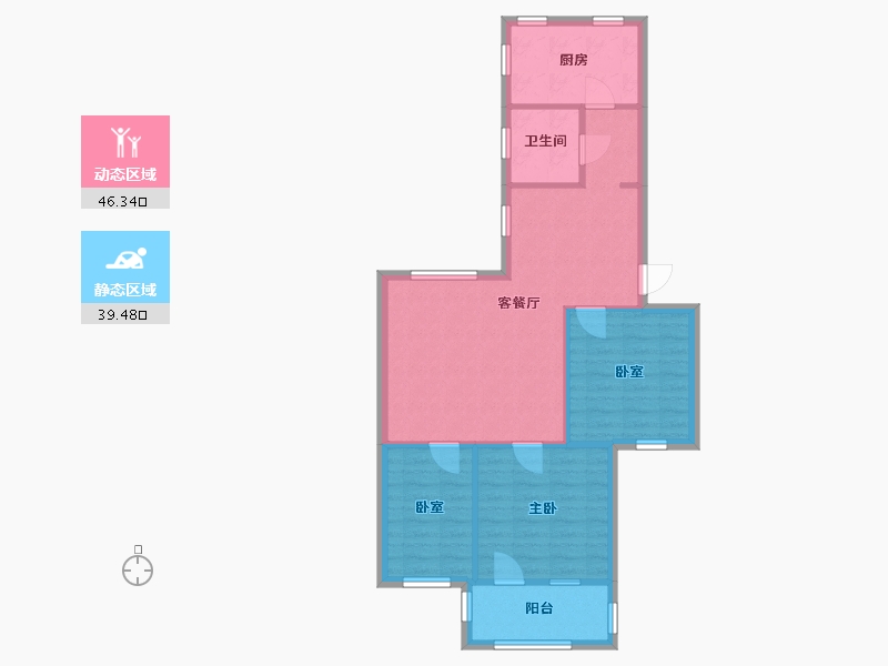 河南省-郑州市-民航新村-83.65-户型库-动静分区