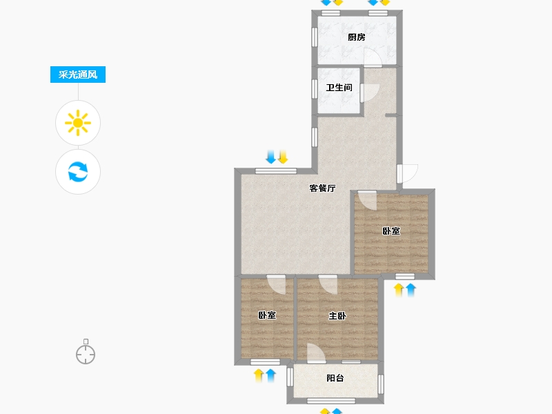 河南省-郑州市-民航新村-83.65-户型库-采光通风