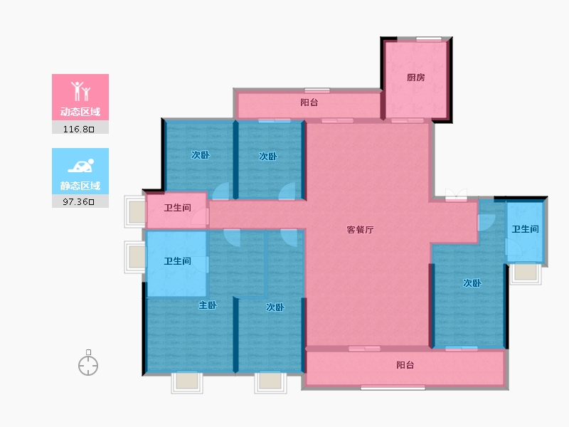 湖南省-长沙市-时代倾城六期(时代汀蓝)-195.29-户型库-动静分区