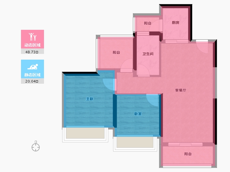 广东省-惠州市-金裕星河丹堤-60.55-户型库-动静分区