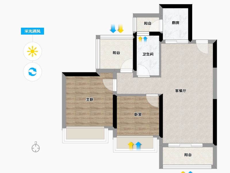 广东省-惠州市-金裕星河丹堤-60.55-户型库-采光通风