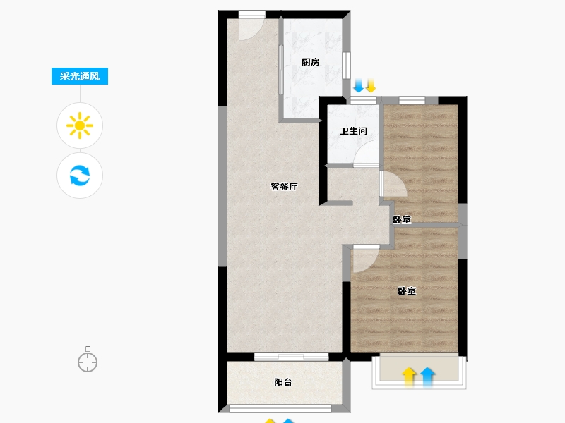 浙江省-宁波市-美的海畔云城-62.41-户型库-采光通风