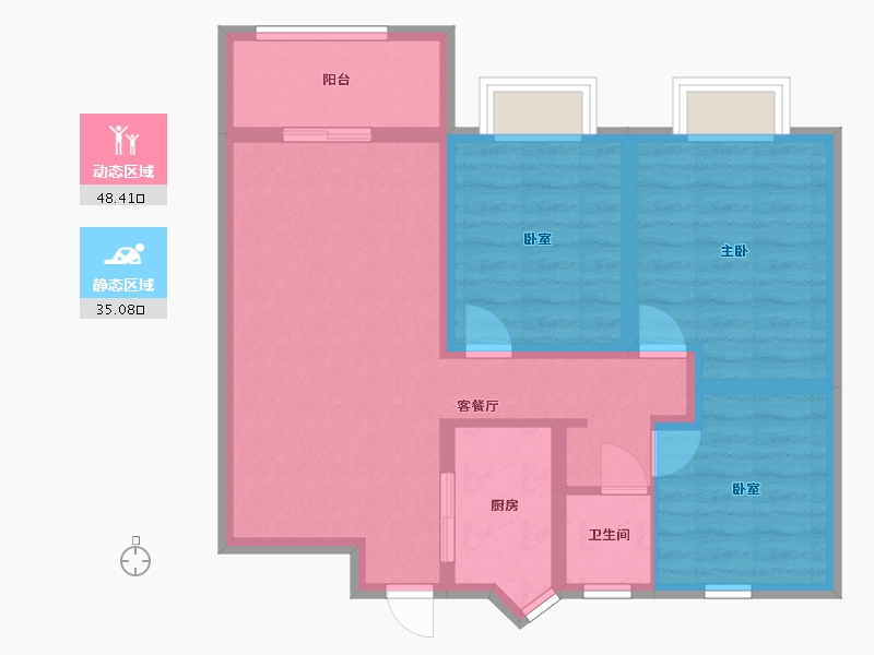 河南省-郑州市-瀚宇天悦湾7号院-90.52-户型库-动静分区