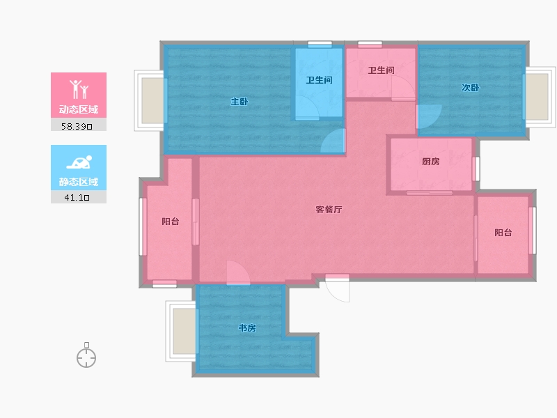 福建省-泉州市-南洋壹号-94.40-户型库-动静分区