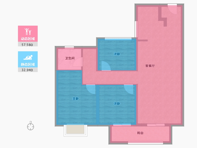 江苏省-镇江市-万科翡翠公园-80.80-户型库-动静分区