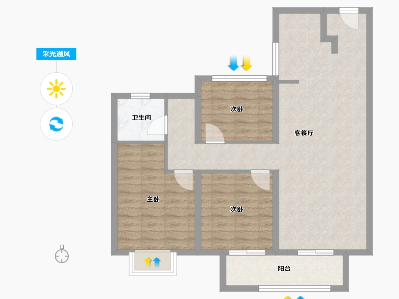 江苏省-镇江市-万科翡翠公园-80.80-户型库-采光通风