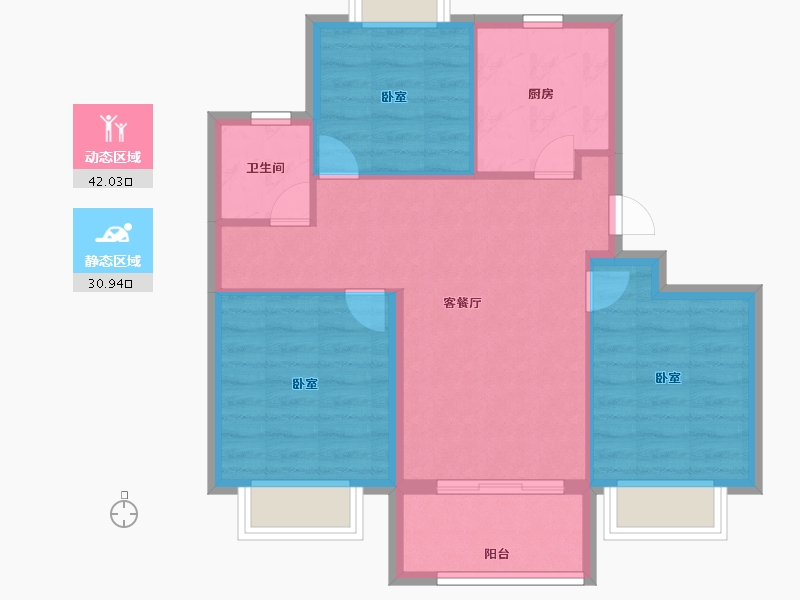 江苏省-南京市-华宇·林湖雅舍-65.50-户型库-动静分区