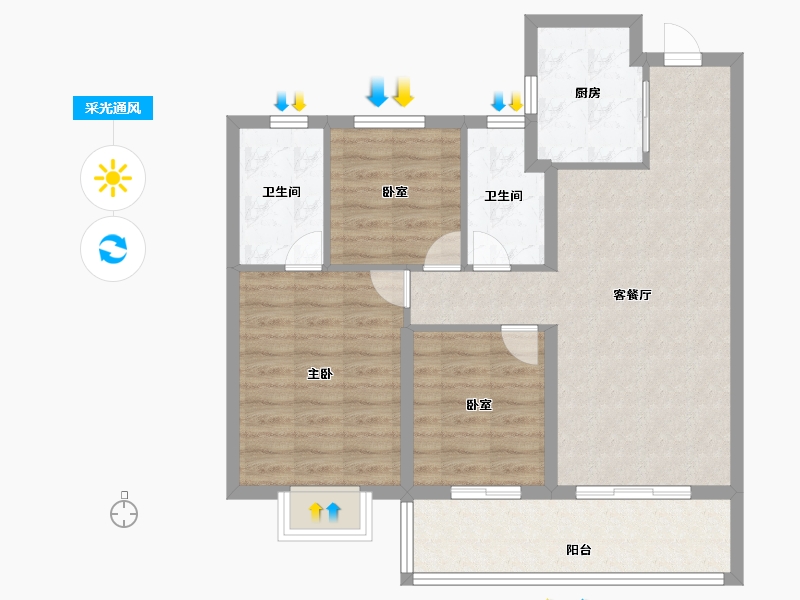 浙江省-宁波市-保利·和颂望悦-80.00-户型库-采光通风